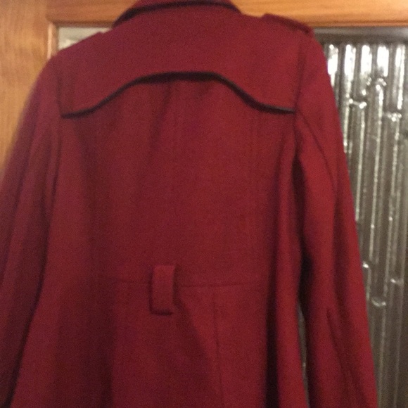 Red peacoat with black trim - Picture 6 of 7